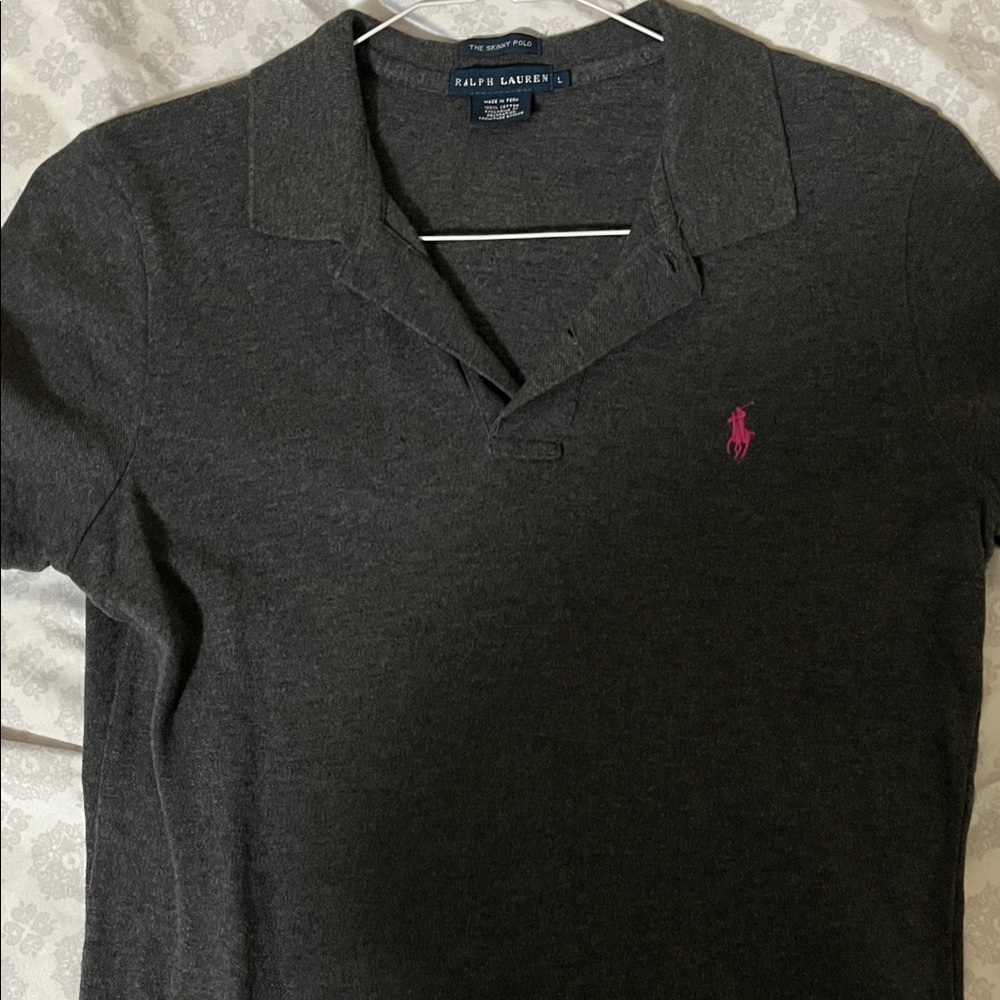 Ralph Lauren Women’s Charcoal Polo with Pink Logo